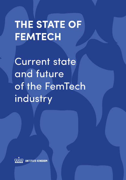 Ebook cover - “State of FemTech” by Untitled Kingdom. A blue graphic made out of female silhouettes.